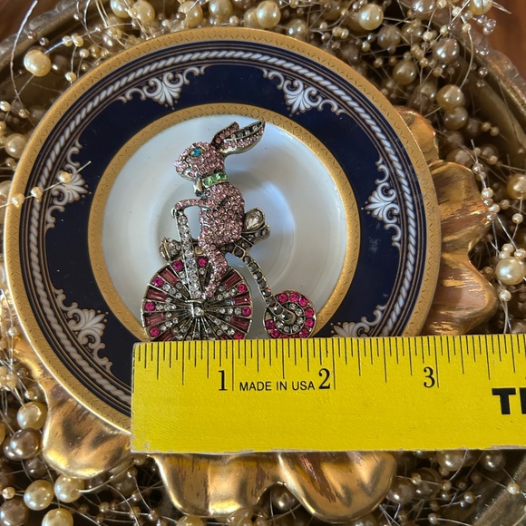 Bunny Riding a Bike Rhinestone Brooch - Picture 7 of 7